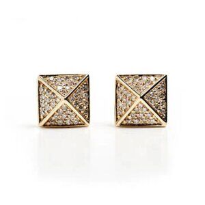 14K Gold Diamond Pyramid Stud earrings